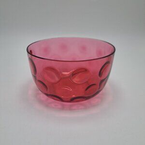 LG Wright Glass Thumbprint Cranberry Bowl